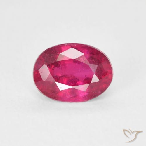 1.19ct 자연스러운 분홍빛이 도는 빨강 루비, 타원형, VS