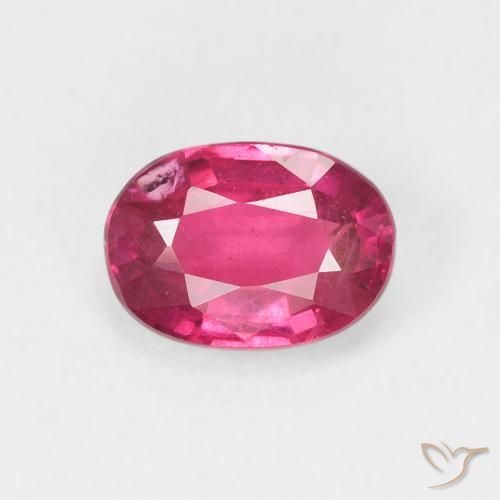 1.18ct 자연스러운 분홍빛이 도는 빨강 루비, 타원형, VS