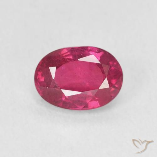 1.25ct 자연스러운 분홍빛이 도는 빨강 루비, 타원형, VS
