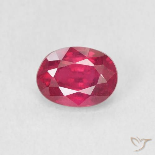 1.15ct 자연스러운 분홍빛이 도는 빨강 루비, 타원형, VS