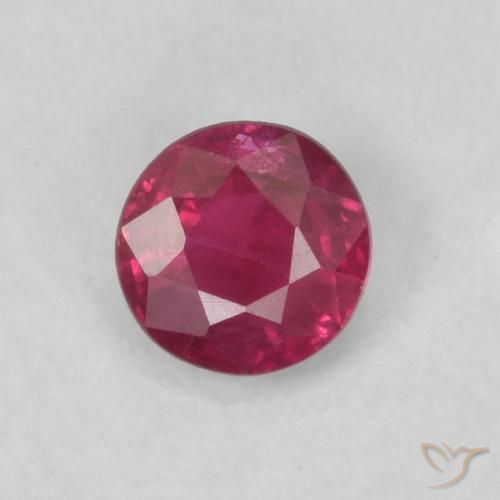 0.18ct 자연스러운 딥 레드 핑크 루비, 둥근, VS