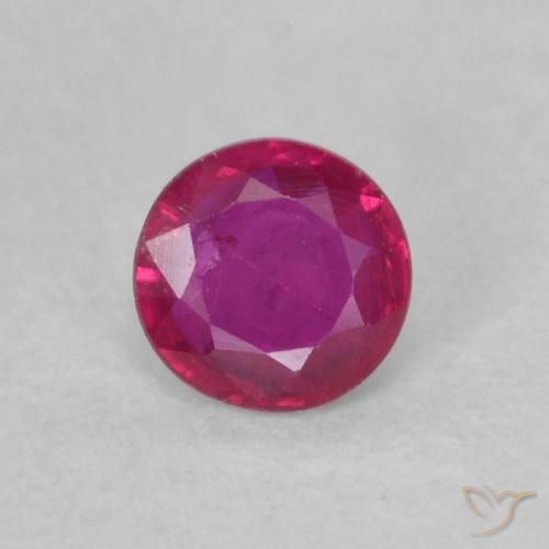 0.14ct 자연스러운 분홍빛이 도는 빨강 루비, 둥근, VS