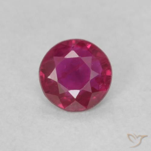 0.16ct 자연스러운 분홍빛이 도는 빨강 루비, 둥근, VS