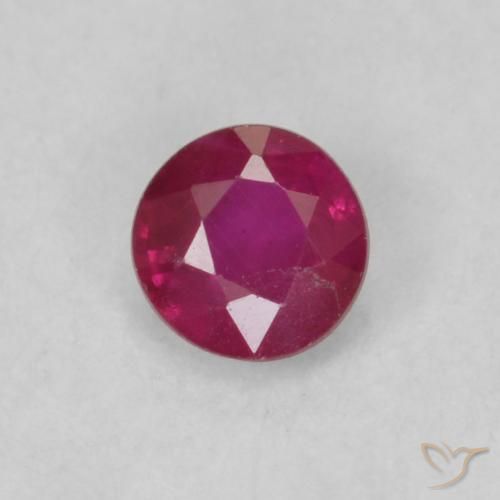 0.20ct 자연스러운 분홍빛이 도는 빨강 루비, 둥근, VS