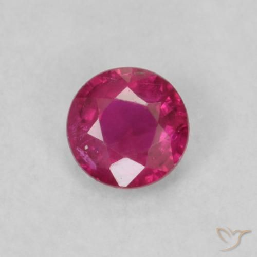 0.19ct 자연스러운 분홍빛이 도는 빨강 루비, 둥근, VS