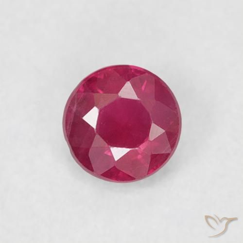 0.19ct 자연스러운 분홍빛이 도는 빨강 루비, 둥근, VS