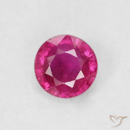 0.22ct 자연스러운 분홍빛이 도는 빨강 루비, 둥근, VS