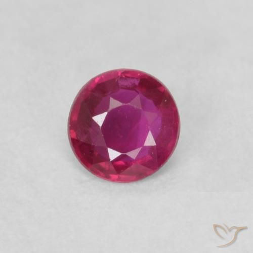 0.16ct 자연스러운 분홍빛이 도는 빨강 루비, 둥근, VS
