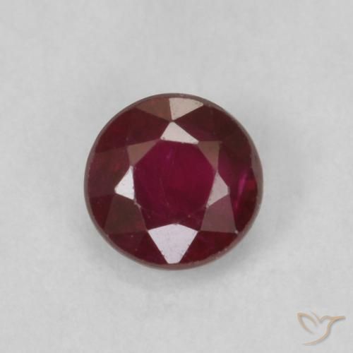 0.30ct 자연스러운 다크 레드 루비, 둥근, SI