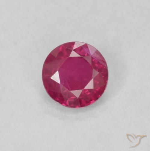 0.20ct 자연스러운 분홍빛이 도는 빨강 루비, 둥근, VS