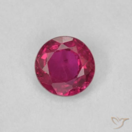 0.19ct 자연스러운 분홍빛이 도는 빨강 루비, 둥근, VS