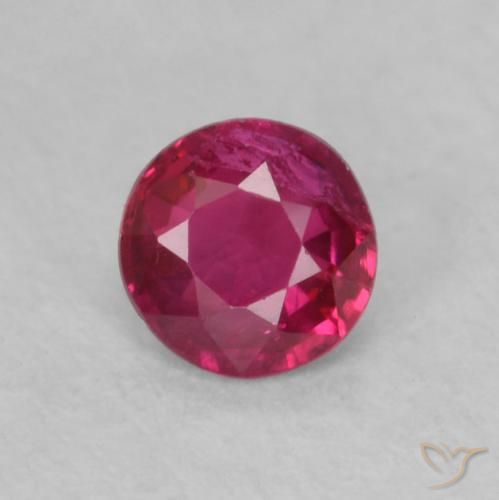 0.20ct 자연스러운 분홍빛이 도는 빨강 루비, 둥근, VS