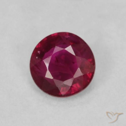 0.20ct 자연스러운 딥 레드 루비, 둥근, VS