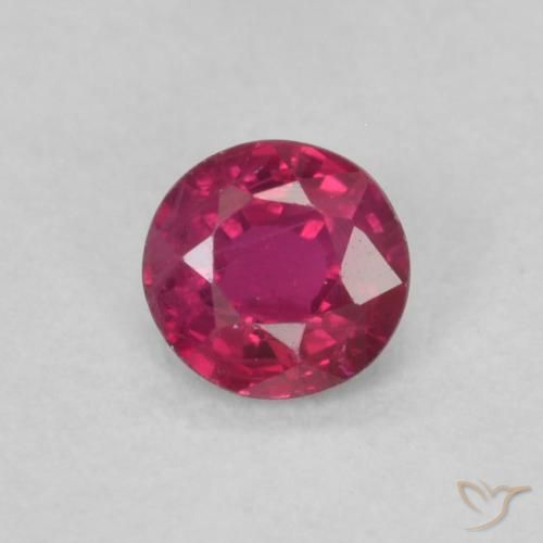0.19ct 자연스러운 분홍빛이 도는 빨강 루비, 둥근, VS