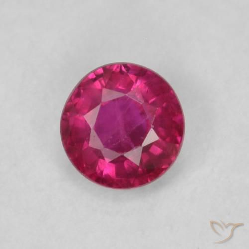 0.21ct 자연스러운 분홍빛이 도는 빨강 루비, 둥근, VS