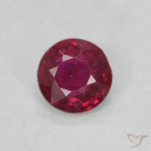 0.21ct 자연스러운 미디엄 레드 루비, 둥근, VS