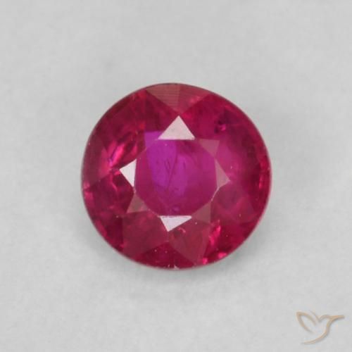 0.21ct 자연스러운 분홍빛이 도는 빨강 루비, 둥근, SI