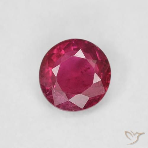 0.18ct 자연스러운 딥 레드 핑크 루비, 둥근, SI-I1