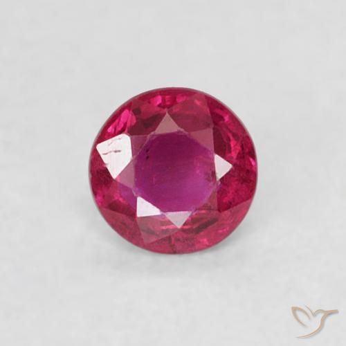 0.19ct 자연스러운 분홍빛이 도는 빨강 루비, 둥근, VS
