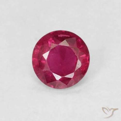 0.16ct 자연스러운 분홍빛이 도는 빨강 루비, 둥근, VS