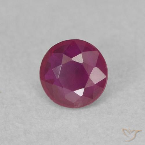 0.25캐럿 천연 붉은빛 퍼플 루비, 라운드 컷, 3.78 mm, SI