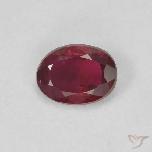 0.38ct 자연스러운 미디엄 레드 루비, 타원형, VS
