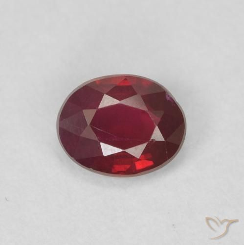 0.43ct 자연스러운 미디엄 레드 루비, 타원형, VS