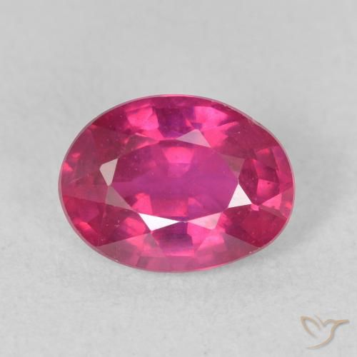 1.62ct 자연스러운 분홍빛이 도는 빨강 루비, 타원형, VS