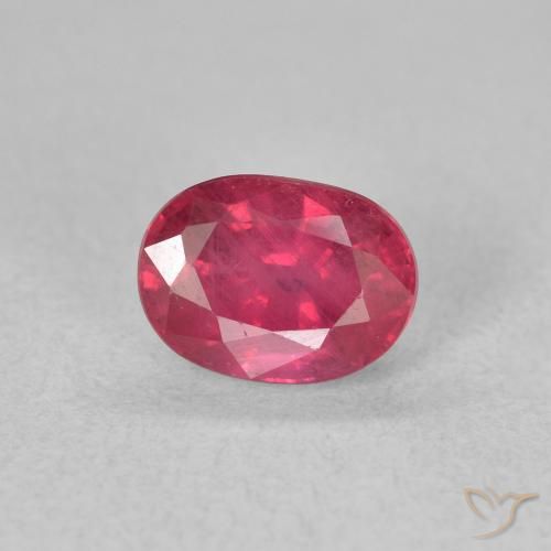 1.41ct 자연스러운 분홍빛이 도는 빨강 루비, 타원형, VS