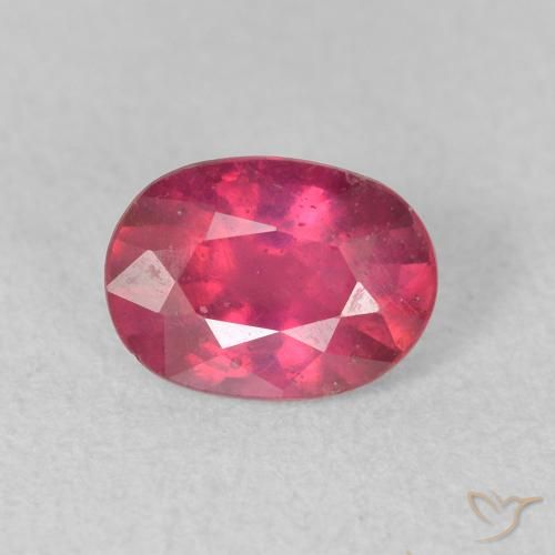 1.08ct 자연스러운 분홍빛이 도는 빨강 루비, 타원형, VS