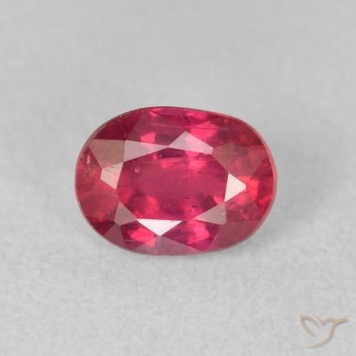 1.13ct 자연스러운 분홍빛이 도는 빨강 루비, 타원형, VS