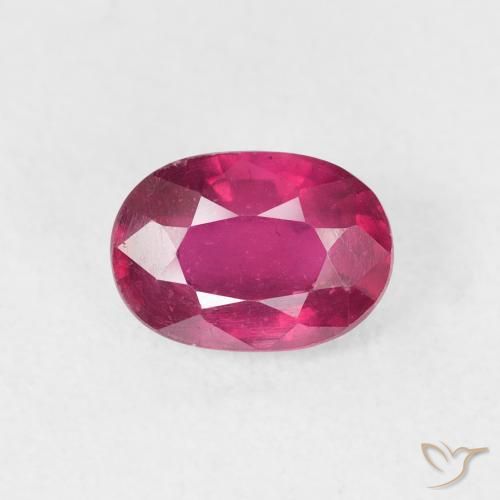 1.32ct 자연스러운 분홍빛이 도는 빨강 루비, 타원형, VS