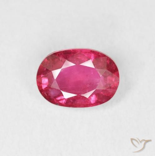 1.17ct 자연스러운 분홍빛이 도는 빨강 루비, 타원형, VS