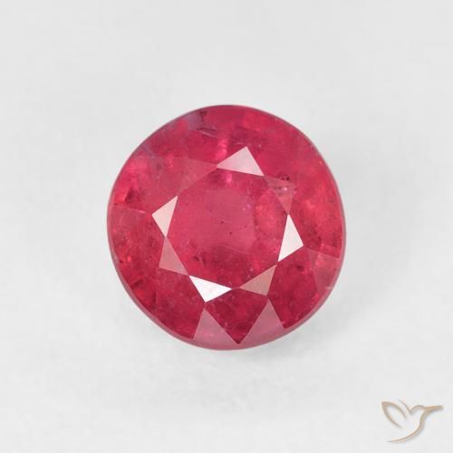 1.35ct 자연스러운 분홍빛이 도는 빨강 루비, 둥근, VS-SI