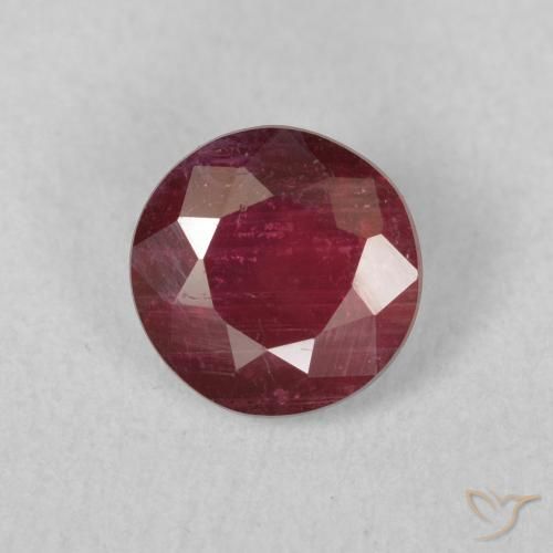 1.46ct 자연스러운 다크 레드 루비, 둥근, VS-SI