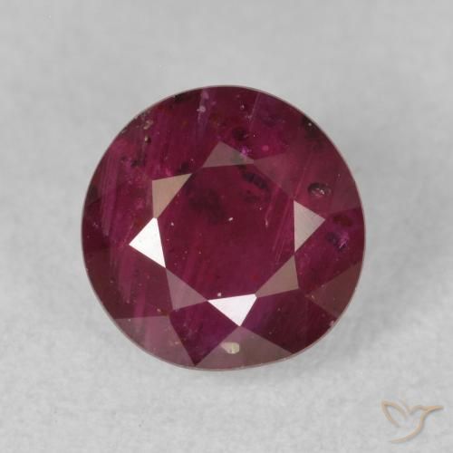 1.58ct 자연스러운 다크 레드 루비, 둥근, VS-SI