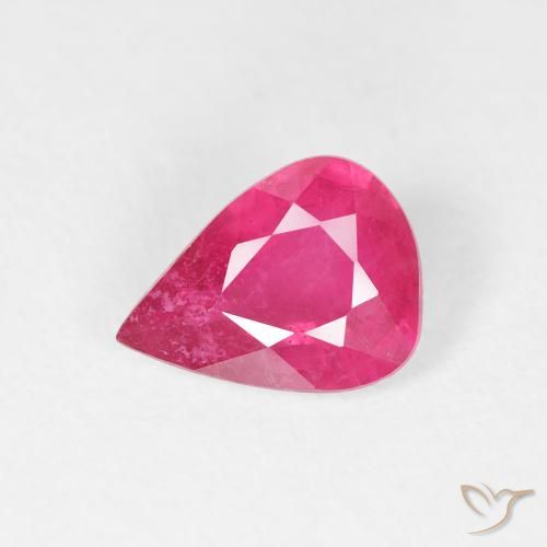 1.26ct 자연스러운 핫 핑크 루비, 배 모양, VS