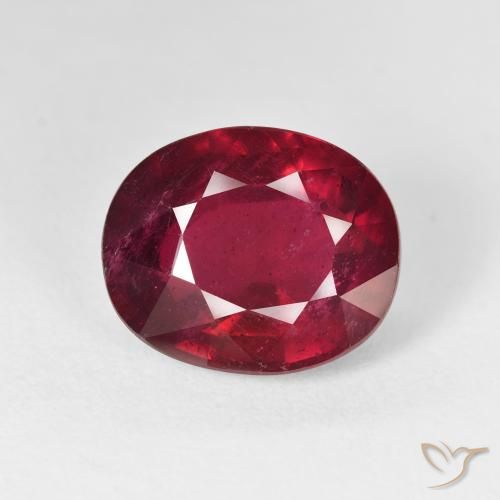 12.14ct 자연스러운 밝은 빨간색 루비, 타원형, VS