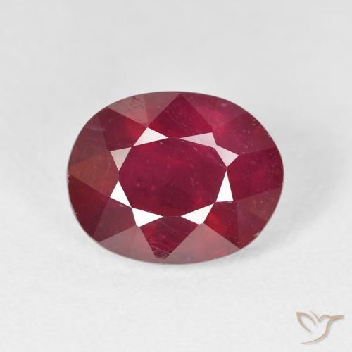 5.88ct 자연스러운 미디엄 레드 루비, 타원형, VS
