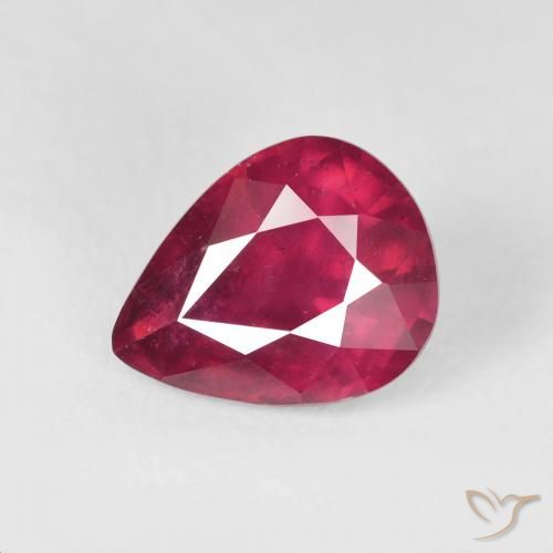 3.57ct 자연스러운 분홍빛이 도는 빨강 루비, 배 모양, VS