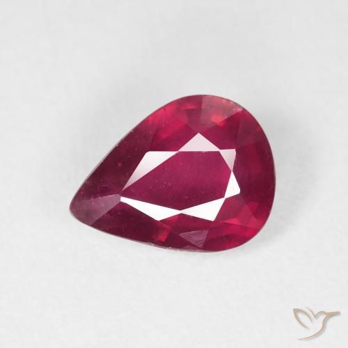 1.99ct 자연스러운 딥 레드 핑크 루비, 배 모양, VS