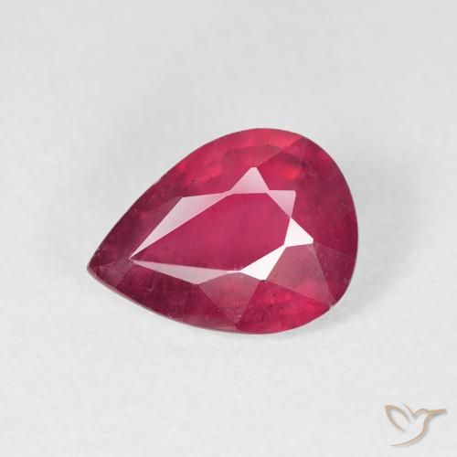 2.04ct 자연스러운 딥 레드 핑크 루비, 배 모양, VS