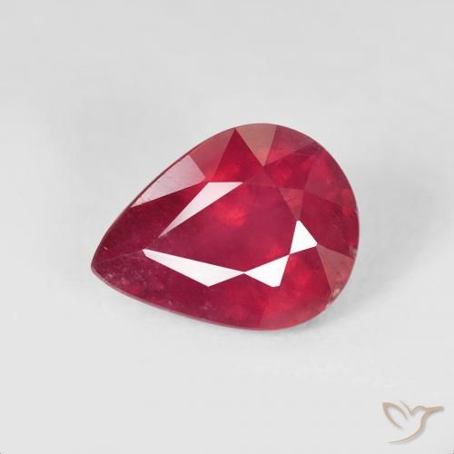 2.58ct 자연스러운 딥 크림슨 루비, 배 모양, VS