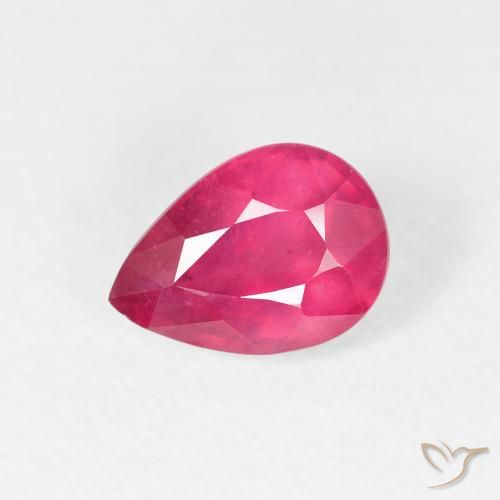 1.18ct 자연스러운 분홍빛이 도는 빨강 루비, 배 모양, VS-SI