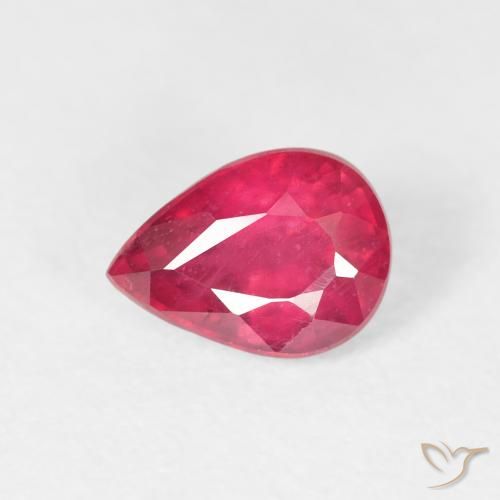 1.11ct 자연스러운 미디엄 레드 루비, 배 모양, VS-SI