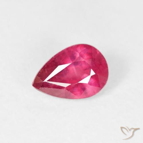 0.63ct 자연스러운 라이트 레드 루비, 배 모양, VS-SI