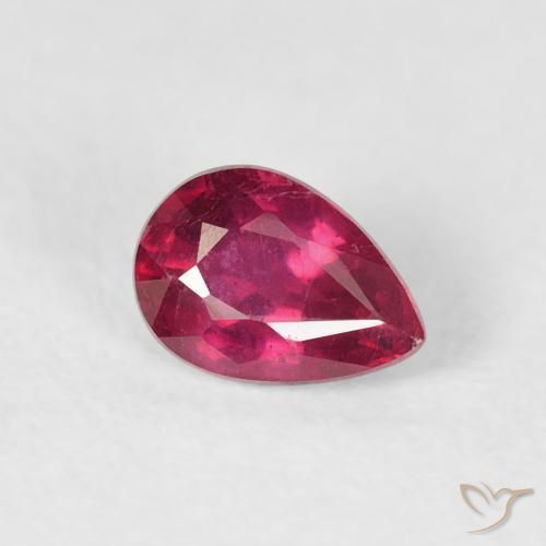 0.66ct 자연스러운 분홍빛이 도는 빨강 루비, 배 모양, VS-SI