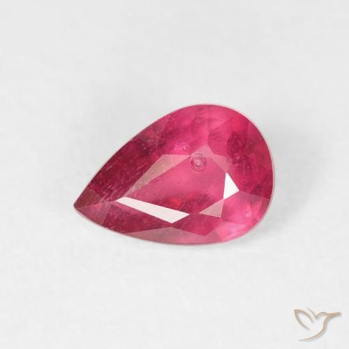 0.60ct 자연스러운 딥 크림슨 루비, 배 모양, VS-SI