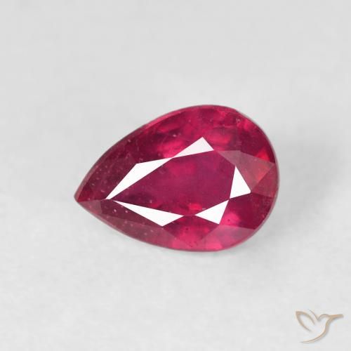 1.12ct 자연스러운 Medium Dark-Red 루비, 배 모양, VS-SI