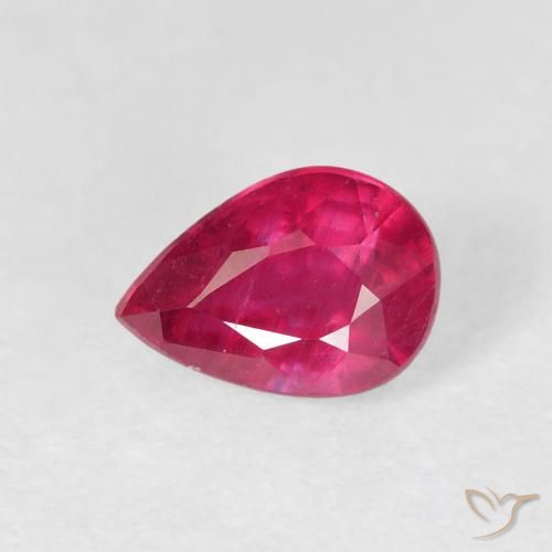 1.22ct 자연스러운 라이트 레드 루비, 배 모양, VS-SI